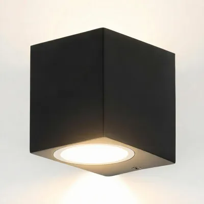 Produktbild von Grafner Aluminium Wandlampe schwarz, mit nach unten gerichtetem Lichtschein, IP44, GU10 Fassung, Wandleuchte eckig Down Light Wand Lampe Außen Hof Einfahrt nach unten scheinend