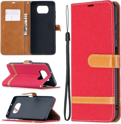 Produktbild von König Design Hülle kompatibel mit Xiaomi Poco X3 Kunstleder Handyhülle - Handy Case Rot