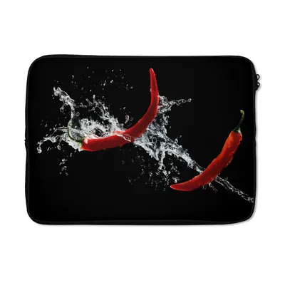 Produktbild von MuchoWow® Laptop Hülle 14 ZollChilischote - Stilleben - Wasser - Schwarz - Rot Laptoptasche - Laptoptasche - Stoßsicher - Schutzhaube