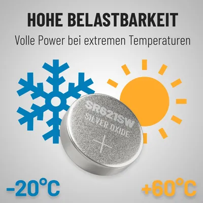 Produktbild von ABSINA SR621SW Uhrenbatterie 1,55V Silberoxid 10x 10er Pack - Batterie SR621SW / LR621 / SR621 / 364 / V364 / AG1