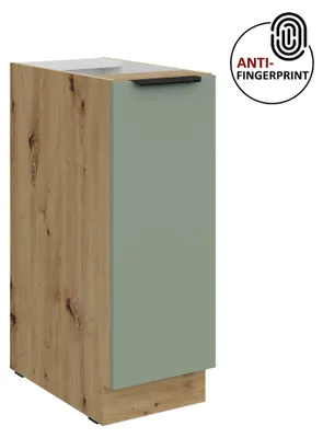Produktbild von Küchen Unterschrank Schrankauszug 30 cm Küche ARIA Aquamarin ultra matt + Eiche Artisan matt, hochwertige Fronten mit Anti Fingerprint Beschichtung Küchenzeile Küchenblock