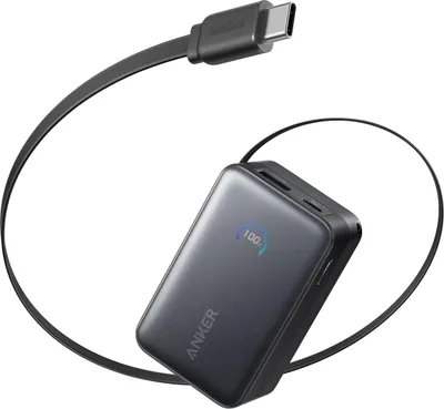 Produktbild von Anker Nano Powerbank (10K, 45W, Integriertes einziehbares USB-C Kabel) Schwarz