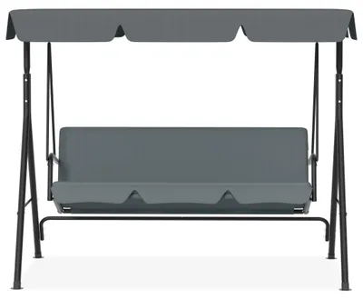 Immagine prodotto di Altalena hollywoodiana da giardino, modello a 3 posti, con tettuccio parasole, imbottita, con una capacità di carico fino a 200 kg, dimensioni 176x110x152 cm, colore antracite