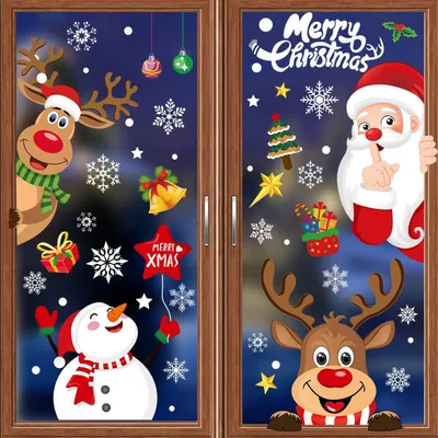 Produktbild von Weihnachts Fensteraufkleber 256 Stück, Doppelseitig, Wiederverwendbar, Statisches PVC, 8 Bögen 20 x 30 cm