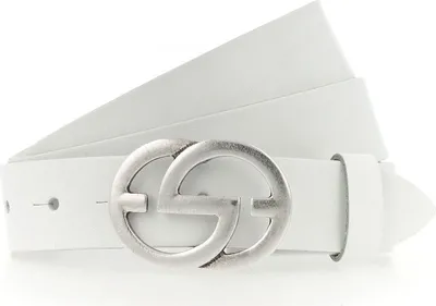 Produktbild von Vanzetti Leder Gürtel Full Leather Buckel Belt W90 White weiß