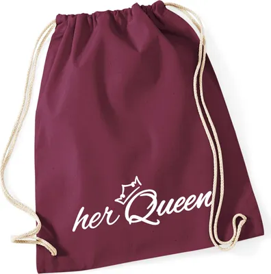 Produktbild von Huuraa Turnbeutel her Queen Krone 12 Liter Burgundy Baumwolle Rucksack Geschenkidee