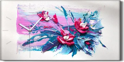 Produktbild von Wanduhr Bürouhr Leinwand Bild Geräuschlos Kunstdruck 60x30 Malerei Kunst Blumen - weiße Hände