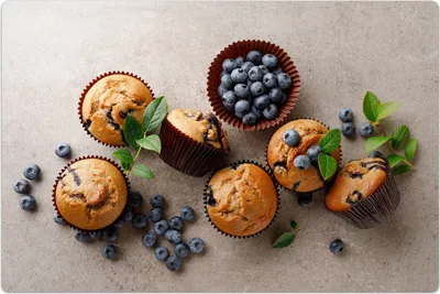 Produktbild von Küchenmatte 150x225 cm Vinylmatte Bodenmatte Dekoration - Blaubeere Muffins
