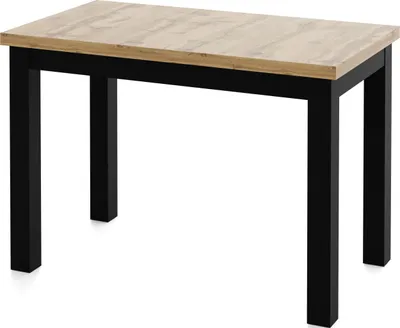 Obrázek produktu pro Obdélníkový jídelní stůl 100 x 60 cm - Prostorově úsporný kuchyňský stůl ve stylu Scandi & Loft - Černé nohy z masivního dřeva - do kuchyně, obývacího pokoje nebo kanceláře - Světle hnědý dub
