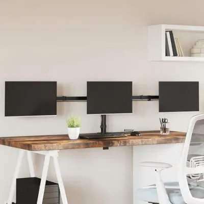 Produktbild von Dreifacher Monitorständer aus schwarzem Stahl, VESA 75/100 mm