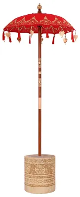 Image de vidaXL Parasol balinais avec socle rouge 95 x 95 x 260 cm