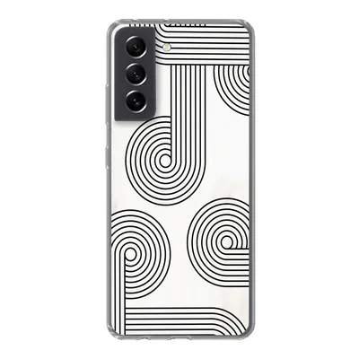 Produktbild von MuchoWow® Handyhülle Schutzhülle Hülle für Samsung Galaxy S21 FE Abstrakt - Schwarz - Weiß - Kreis Silikon Softcase Handy Hülle - Mobiltelefonhülle