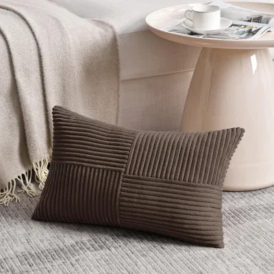 Immagine prodotto di Coperte per cuscini in velluto a coste, 35 x 55 cm, color marrone scuro, per divano