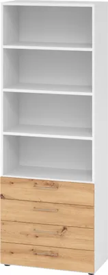 Produktbild von bümö smart Schubladen Regal - 4 Schübe - Nachbildung: Weiß/Asteiche