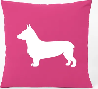 Produktbild von Huuraa Kissen Welsh Corgi Pembroke Silhouette 40x40cm mit Füllung Fuchsia Baumwolle Dekokissen Geschenkidee