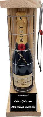 Produktbild von Moet -Alles Gute zur Hölzernen Hochzeit - Eiserne Reserve Gitterkäfig Geschenk zur Hölzernen Hochzeit