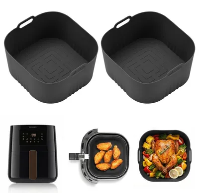 Obrázok produktu pre 2x Silikónová forma na fritovanie vzduchu, príslušenstvo, objem 4,1 l (kompatibilné s modelmi HD9200, HD9252, HD9255)