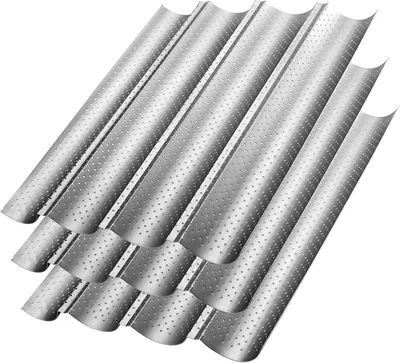 Produktbild von Baguette-Backform – Set aus 3 – 38 x 33 cm – Baguetteblech – Antihaftbeschichtung – Backblech – Brotform – Baguetteform