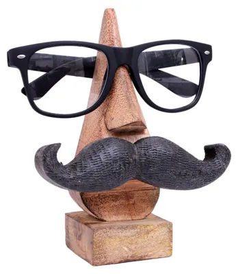 Holz-Brillenständer Mostachio mit Schnur, handgefertigt