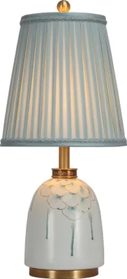 Produktbild von Fine Asianliving Chinesische Tischlampe Porzellan mit Lampenschirm E27 Orientalische Tischleuchte Keramik Nachttischlampen Schlafzimmer Wohnzimmer