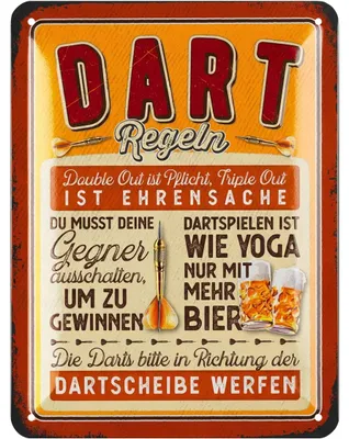 Produktbild von LANOLU Retro Blechschild Dart Regeln, Bar, Kneipen und Partykeller Dekoration, Irish Pub Deko Geschenk Männer, Darts Metallschild 15x20cm