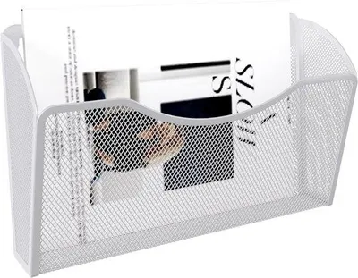 Immagine prodotto di Portaoggetti sospeso A4, organizer da parete, porta-documenti, porta-giornali, porta-archivi, in metallo, bianco