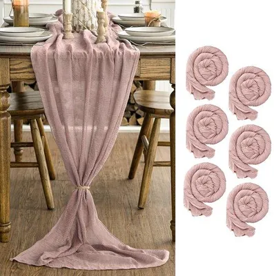 Produktbild von Pastellrosa Gaze Tischläufer 80x300 cm für Küche und Festdeko