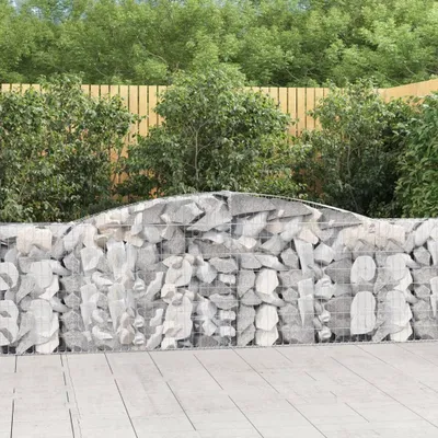 Image de VidaXL Panier de gabion incurvé 400x30x100/120 cm en fer galvanisé