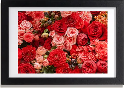 Produktbild von Bild 30x20 MDF-Rahmen, Wandkunst rote Blumen