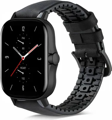 Produktbild von Strap-it Amazfit GTS 2 Silikon-/Lederarmband (Schwarz)