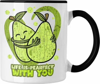 Produktbild von Trendation - Valentinstag Tasse Life Is Pearfect With You Geschenk Freundin mit Spruch Kaffeetasse (Schwarz)