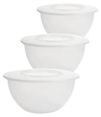 Produktbild von 3er-Set Rührschüsseln mit Deckel, 5L – Transparent, Ø28cm,  EU