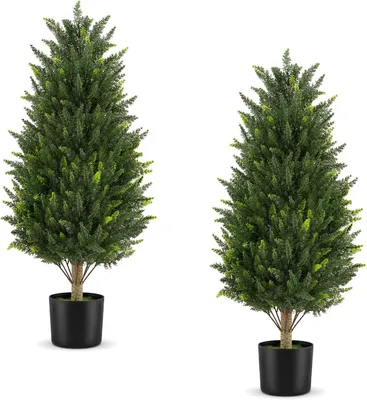 Produktbild von KOMFOTTEU Kunstbaum Zypresse, 92 cm künstliche Pflanze, 2 Stück