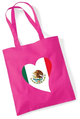 Produktbild von Huuraa Jutebeutel Mexiko Flagge Herz 10 Liter Fuchsia Baumwolle Tasche Geschenkidee