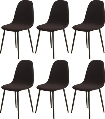 Produktbild von Esszimmerstühle Bezug 6er Set, Jacquard Stoff gepolstert Esszimmer Stuhlhussen Shell Oval (Schwarz)