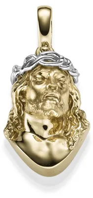 Produktbild von Anhänger Büste Jesus mit Dornenkrone aus 585 Gelbgold & Weißgold bicolor