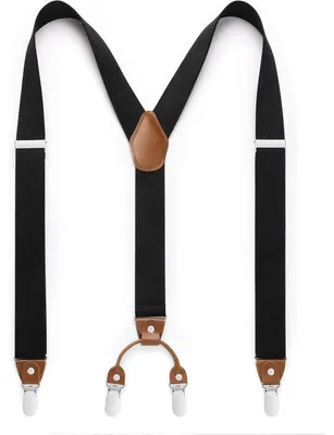 Productafbeelding van Heren- en damesbroekriem, X-vorm, 4 metalen clips, Y-vorm, zwart