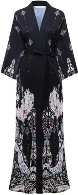 Produktbild von Damen Fleece Bademantel Lang mit Kapuze