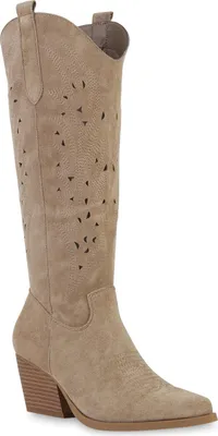Produktbild von VAN HILL Damen Stiefel Cowboystiefel Stickereien Schuhe 839123, Farbe: Khaki Velours, Größe: 39