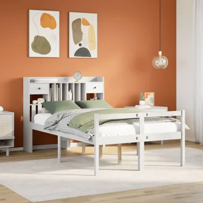 Produktbild von Möbel Massivholzbett mit Regal ohne Matratze Weiß 135x190 cm Kiefer - Bettrahmen 3322046