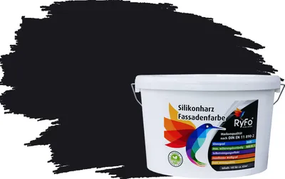 Produktbild von RyFo Colors Silikonharz Fassadenfarbe Lotuseffekt Trend Verkehrsschwarz 10l - bunte Fassadenfarbe, weitere Grau Farbtöne und Größen erhältlich, Deckkraft Klasse 1