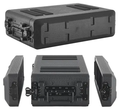 Produktbild von SucceBuy 2U Rack-Koffer 26 cm Tiefe, Flightcase mit 22 cm Innenmaß, Mikrofonfach, Polyethylen-Gehäuse, Versenkte Verschlüsse, Geeignet für Verstärker, Prozessoren und Controller
