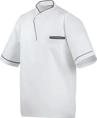 Produktbild von Kochhemd halbarm, Fb. weiß, Paspel schwarz, Gr. S : S : schwarz : 100% Baumwolle 230 g/m² (15)