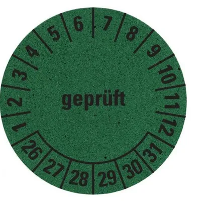 Produktbild von Dreifke® Prüfplakette  26-31, grün, Graspapier, selbstklebend, Ø 30mm,...