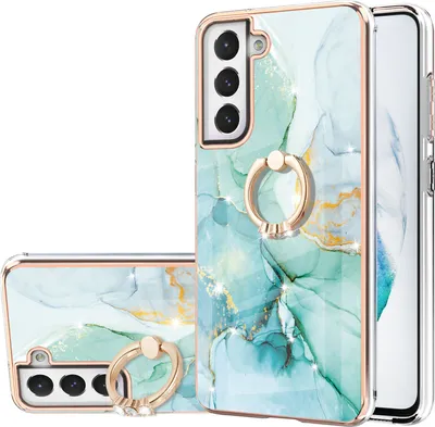 Image de Etui Marbre pour Samsung Galaxy S21 FE 5G, étui de protection en silicone TPU avec anneau de support Café