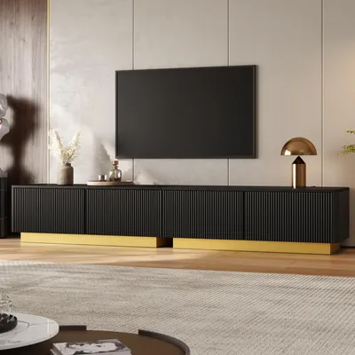Produktbild von STILVORA TV-Lowboard mit Rillenstruktur, TV-Schrank mit Stauraum, Lowboard mit Kabelmanagement