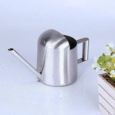 Image de Arrosoir Famanu en acier inoxydable avec un long bec verseur, idéal pour les plantes d'intérieur - Noir