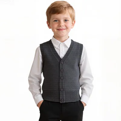 Image de Gilet en maille à col en V pour enfants