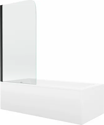 Produktbild von Mexen Cubik Rechteckbadewanne 160 x 70 cm mit Verkleidung und 1-flügliger Duschabtrennung 70 cm, Transparent, Schwarz - 55031607