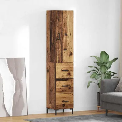 Image de vidaXL Highboard vieux bois 34,5 x 34 x 180 cm Bois composite